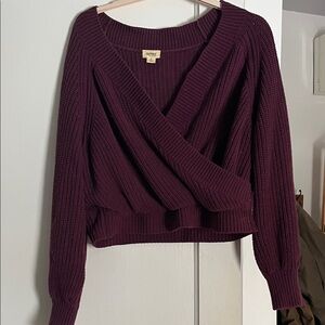 UpWest Wrap V-Neck Sweater - Deep Plum